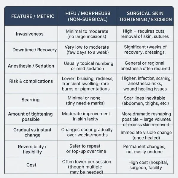 Lost the Weight but Not the Loose Skin? 3 A table showing the benefits of Lipo Sculpt Telford treatments to combat loose skin.